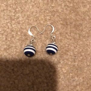 Blue and White Striped Earrings